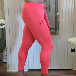 Mens Puma Spandex Running Soccer Tights Compression Pants Neon Pink Medium